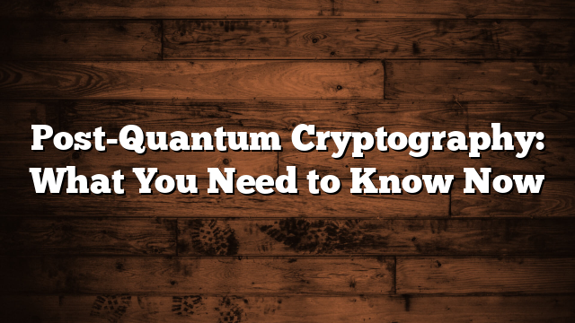 Post-Quantum Cryptography: What You Need to Know Now